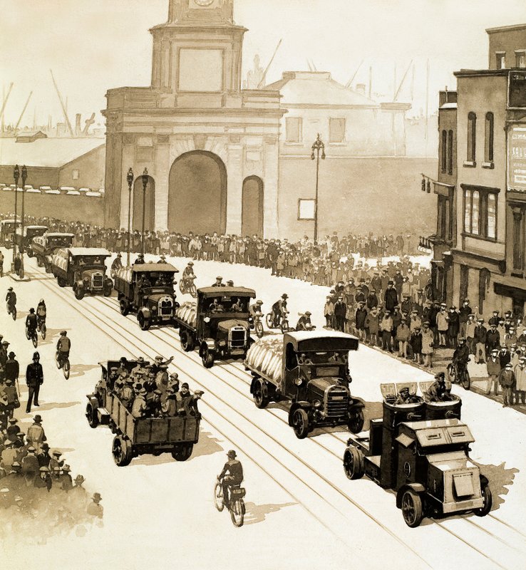 Momenty, které se zapsaly do historie: Generální stávka z roku 1926 (kvaš na papíře) od English School