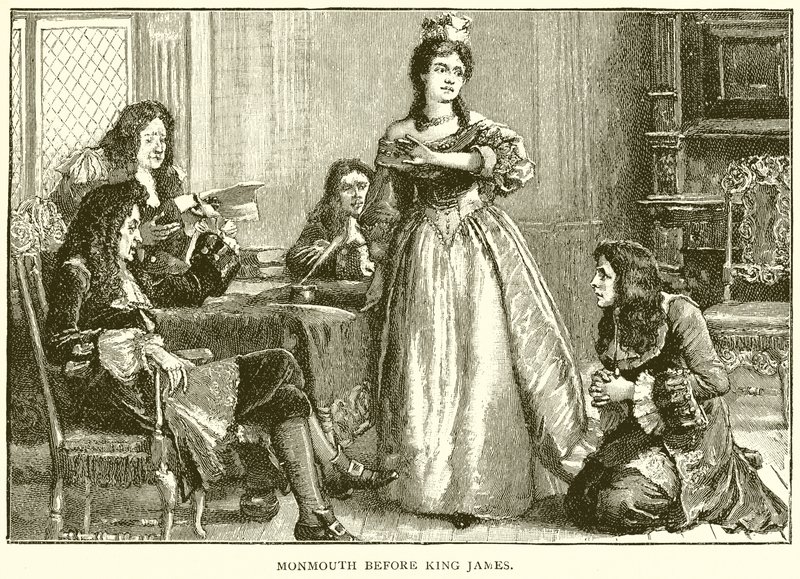 Monmouth před králem Jakubem od English School