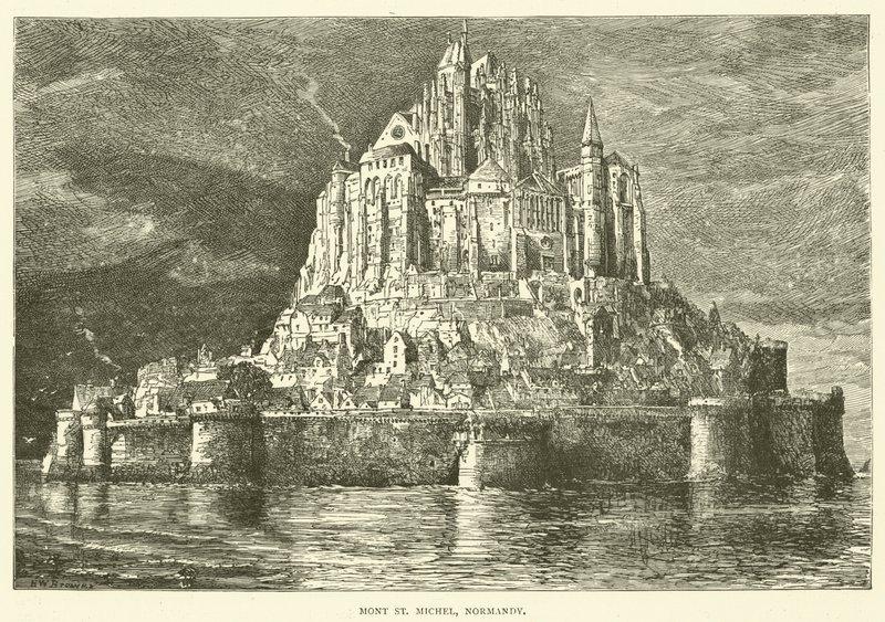 Mont St Michel, Normandie (rytina) od English School