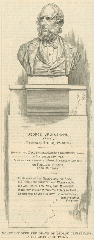 Památník nad hrobem umělce George Cruikshank od English School