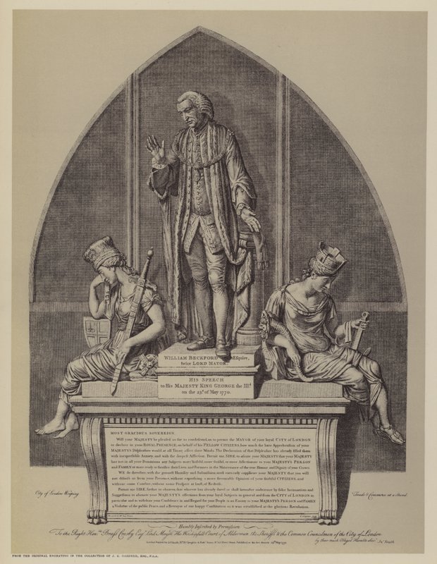 Památník Williama Beckforda, dvakrát primátora Londýna, John Francis Moore, Guildhall, City of London od English School