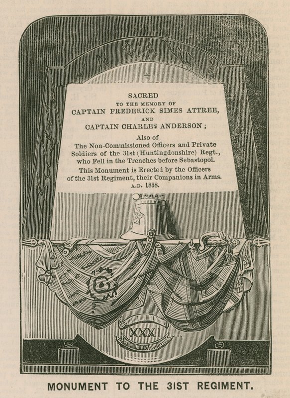 Památník 31. (Huntingdonshire) Regiment, St Marys Church, Huntingdon od English School