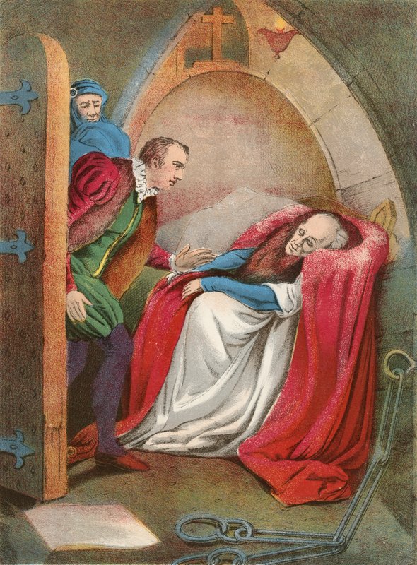 Mortimer v křesle. Jailor a Richard Plantagenetovi od English School