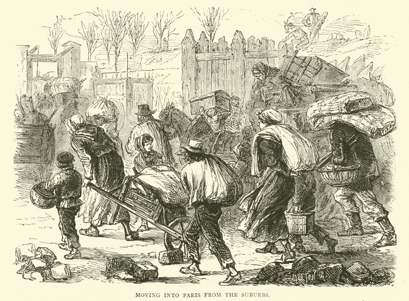Stěhování do Paříže z předměstí, prosinec 1870 od English School