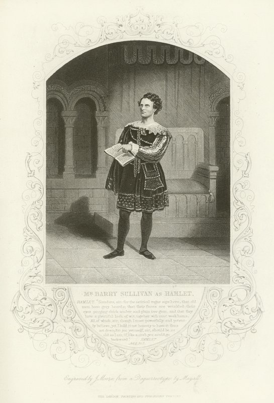 Pan Barry Sullivan jako Hamlet, dějství II, scéna ii od English School