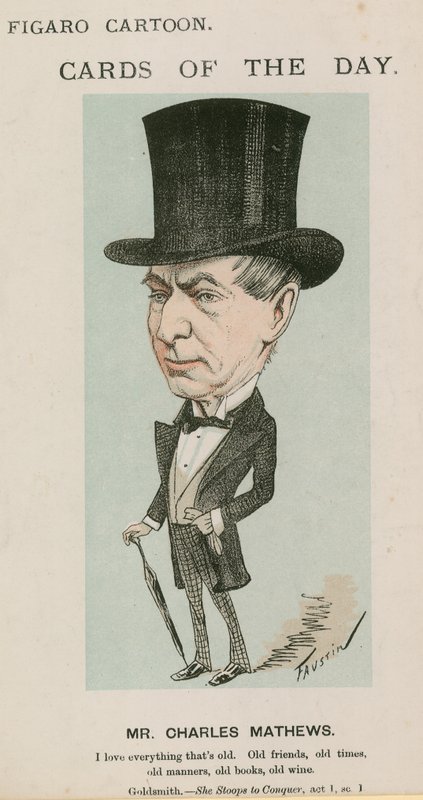 Pan Charles Mathews, karikatura od English School