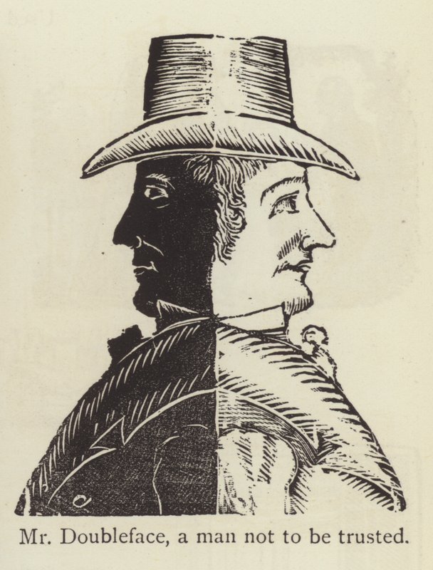 Pan Doubleface, muž, kterému nelze věřit (rytina) od English School