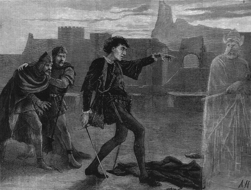 Pan Irving jako Hamlet v divadle Lyceum v Londýně od English School