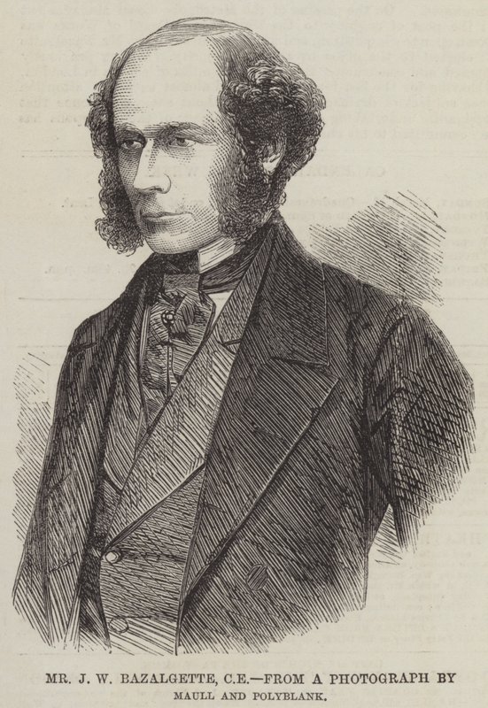 Pan J W Bazalgette, CE (rytina) od English School