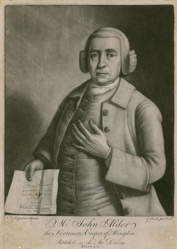 Pan John Alder, šťastný bednář z Abingdonu, vítěz loterie od English School