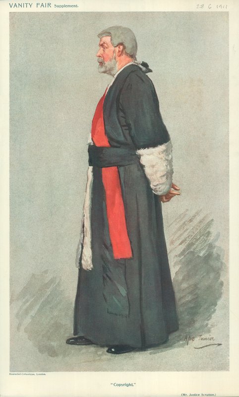 Pan Justice Scrutton, Copyright, 28. června 1911, karikatura Vanity Fair od English School