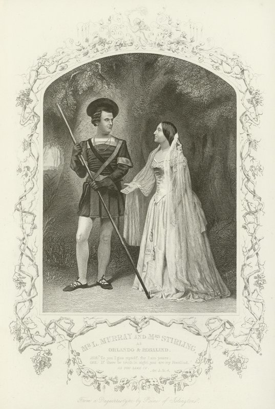 Pan L Murray a paní Stirlingová jako Orlando a Rosalind, Jak se vám líbí, dějství V, scéna iv od English School