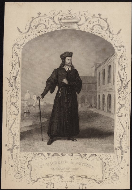 Pan Macready jako Shylock od English School