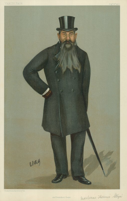 Pan Martinus Theunis Steyn, bývalý prezident Steyn, 9. srpna 1900, karikatura Vanity Fair od English School