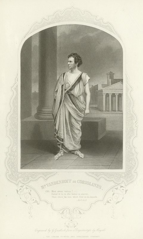 Pan Vandenhoff jako Coriolanus, Coriolanus, dějství II, scéna III od English School