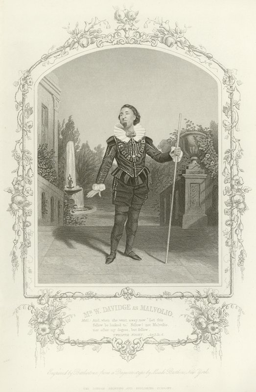 Pan W Davidge jako Malvolio, Twelfth Night, Act III, Scéna IV od English School