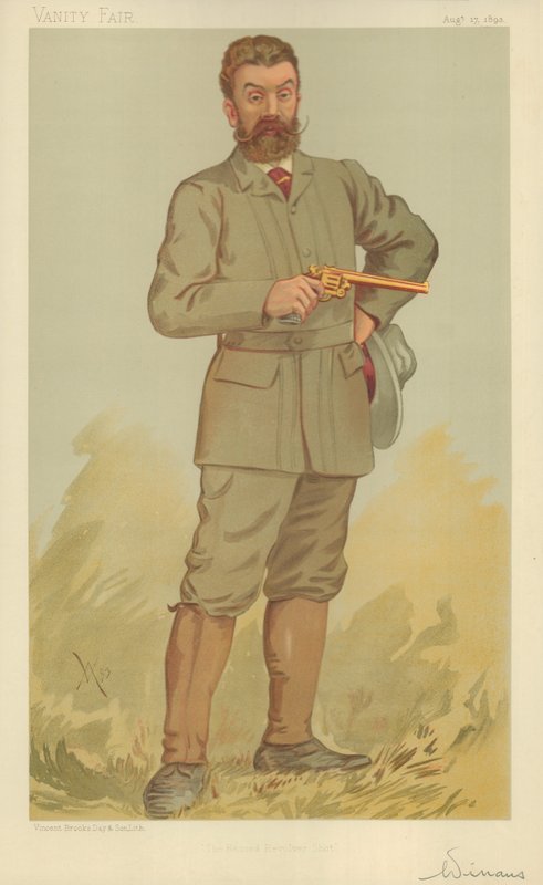 Pan Walter Winans, Výstřel z revolveru, 17. srpna 1893, karikatura Vanity Fair od English School