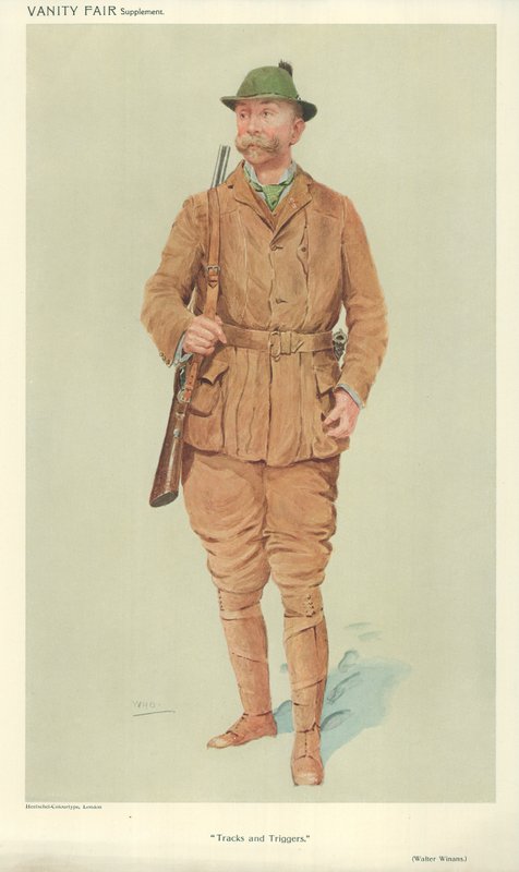 Pan Walter Winans, Stopy a spouště, 9. června 1909, karikatura Vanity Fair od English School