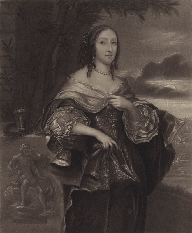 Paní Claypoleová (Elizabeth Cromwellová), druhá dcera Olivera Cromwella (litografie) od English School