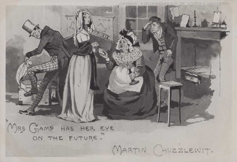 Paní Gamp, Martin Chuzzlewit (černobílá fotografie) od English School