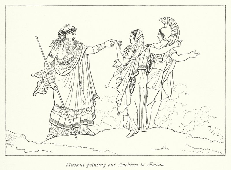 Musaeus ukazuje Anchise na Aenea (litho) od English School