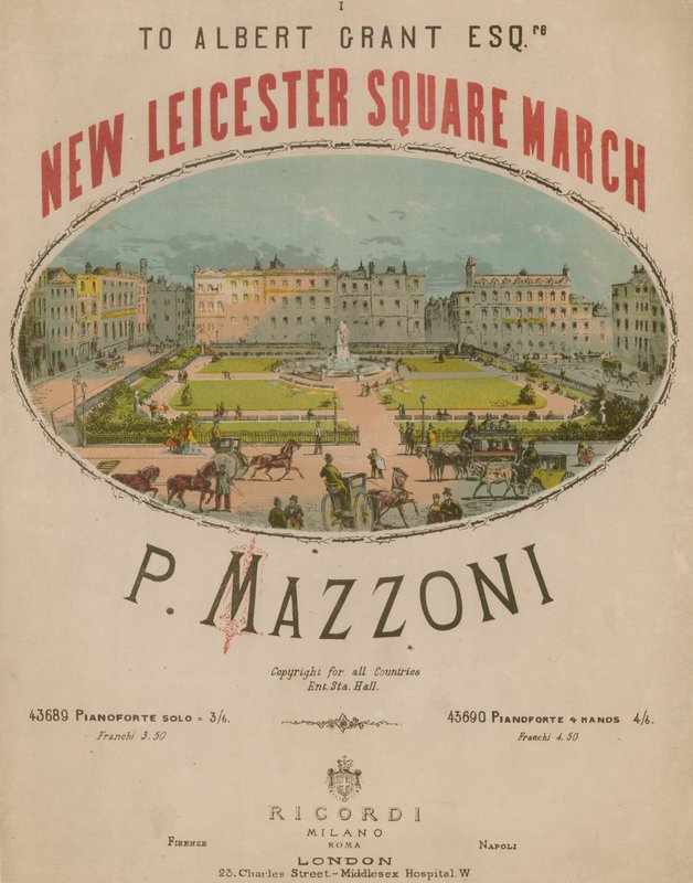 Hudební skóre pro New Leicester Square March od P Mazzoniho od English School