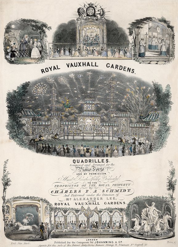 Hudební skóre pro Royal Vauxhall Gardens Quadrilles od Charlese F A Schmidta od English School