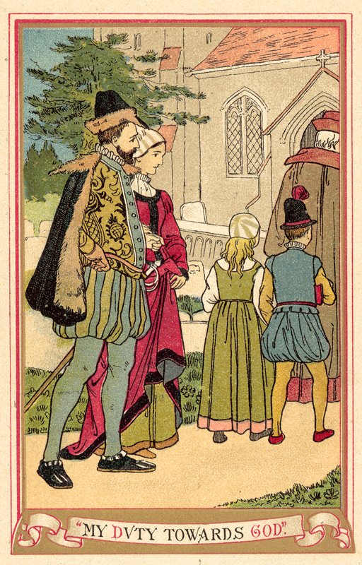 Moje povinnost vůči Bohu (barevná litografie) od English School