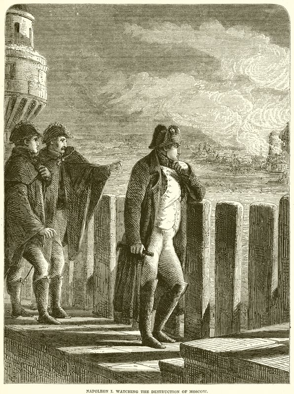 Napoleon I. sledující zničení Moskvy od English School