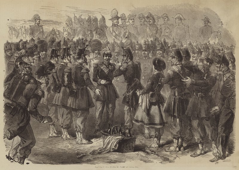 Napoleon Třetí v táboře v Chalons (rytina) od English School