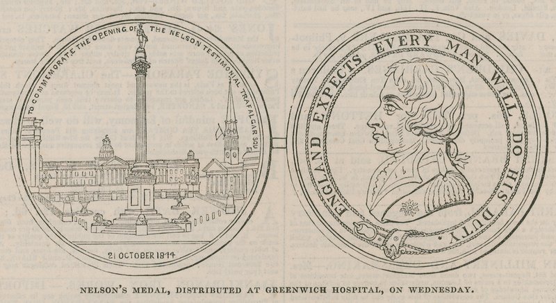 Nelsons Medal, distribuovaný v nemocnici Greenwich od English School