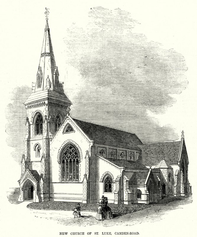 Nový kostel svatého Lukáše, Camden-Road (rytina) od English School