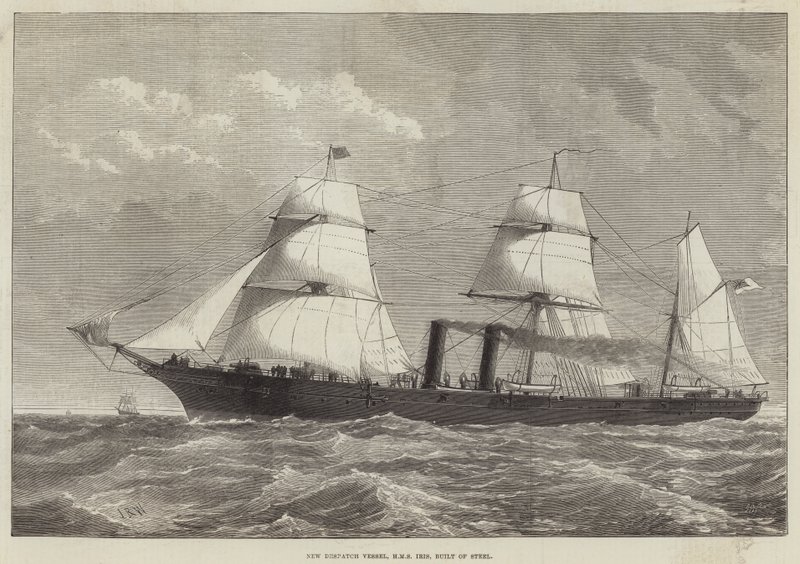 Nová expediční loď, HMS Iris, postavená z oceli od English School