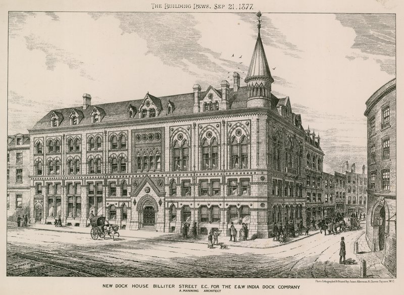 New Dock House Billiter Street, London EC, pro společnost East and West India Dock Company od English School