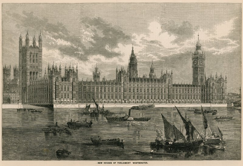 New Houses of Parliament, Westminster, Londýn od English School