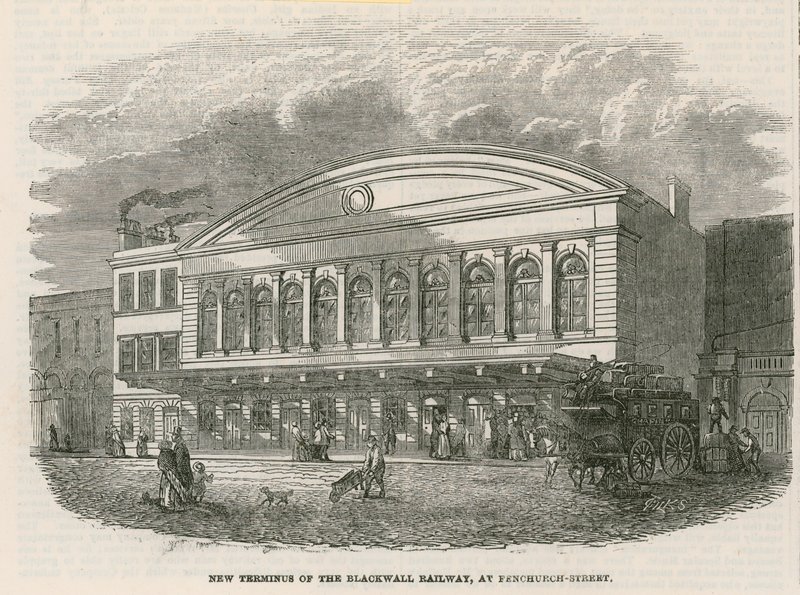 Nový terminál Blackwall Railway na Fenchurch Street, Londýn od English School