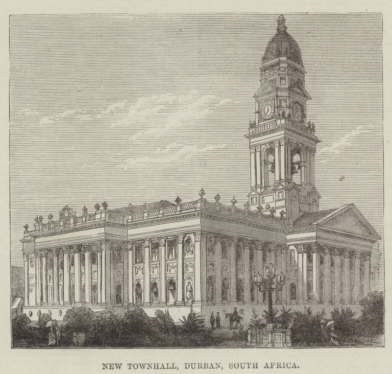 New Townhall, Durban, Jižní Afrika (rytina) od English School