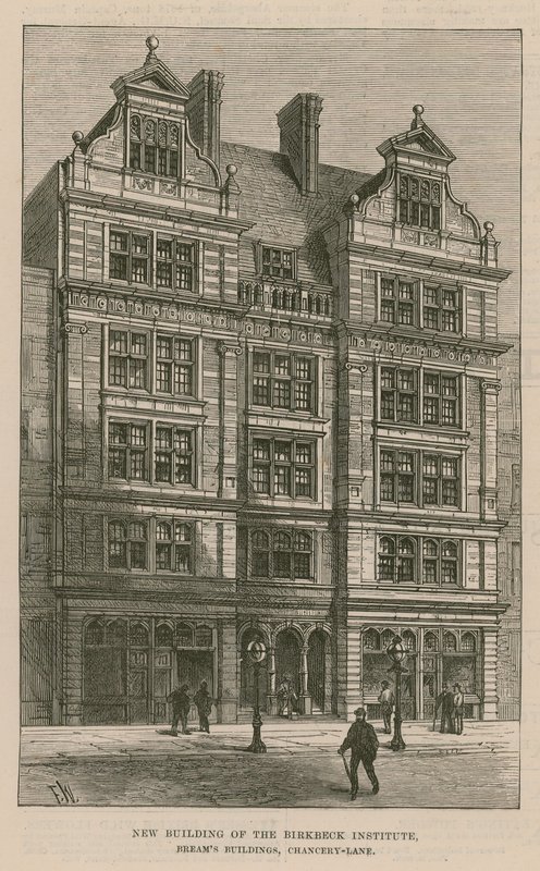 Nová budova Birkbeck Institute, Breams Buildings, Chancery Lane, Londýn od English School