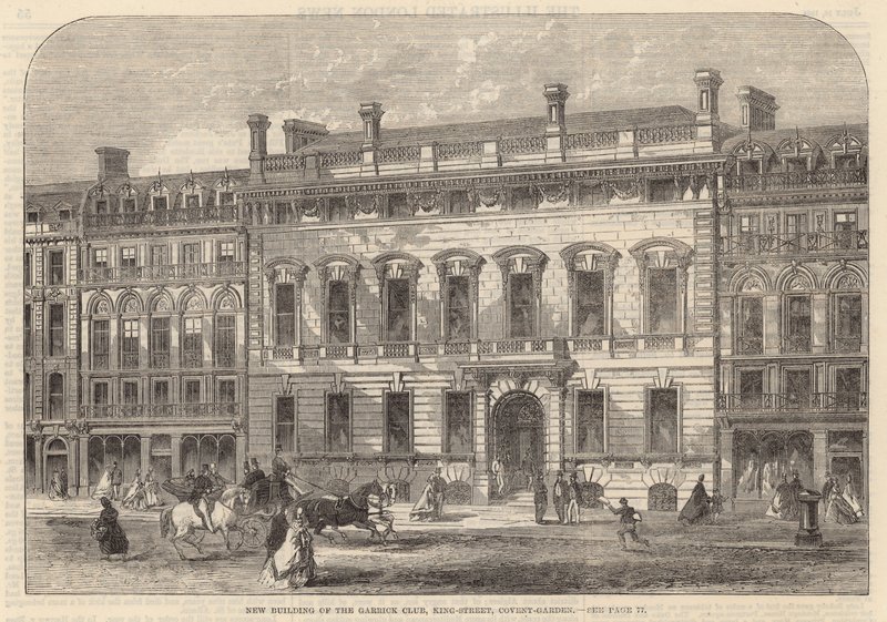 Nová budova klubu Garrick, King Street, Covent Garden od English School