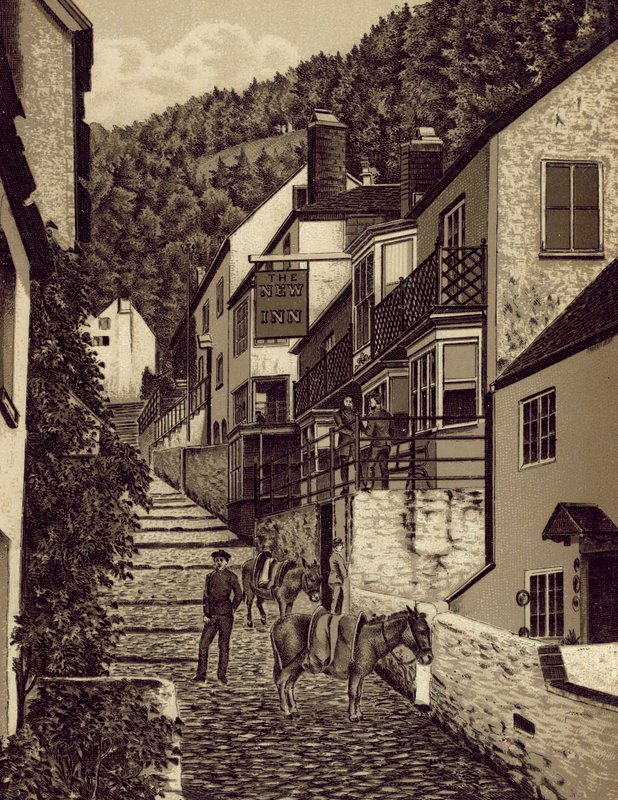 North Devon: Clovelly, Main Street (litografie) od English School