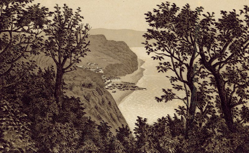 Severní Devon: Clovelly z Hobby Drive (litografie) od English School
