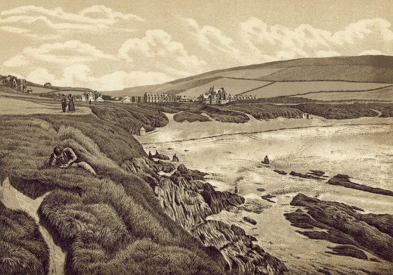 Severní Devon: Woolacombe Sands (litografie) od English School