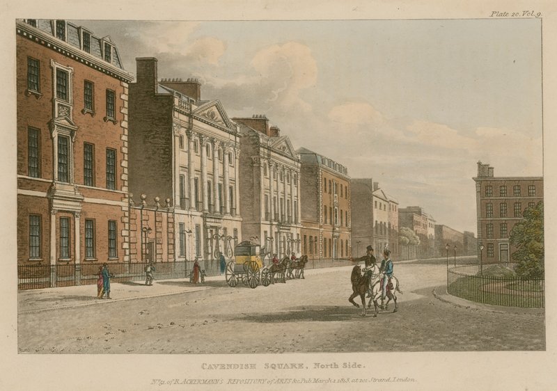 Severní strana Cavendish Square, Londýn od English School