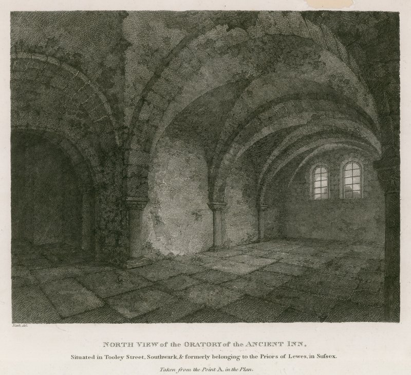 Severní pohled na Oratory of the Ancient Inn nacházející se v Tooley Street, Southwark od English School