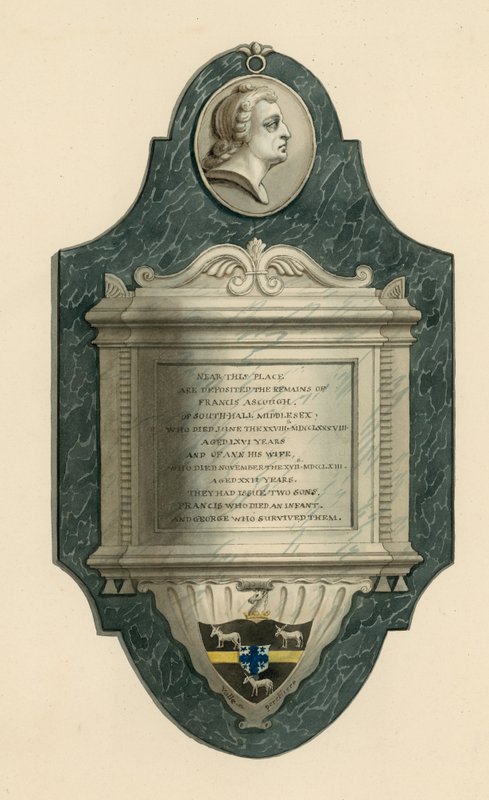hřbitov Norwood; hrob Francise Ayscougha ze Southallu, Middlesex, zemřel 1788 od English School