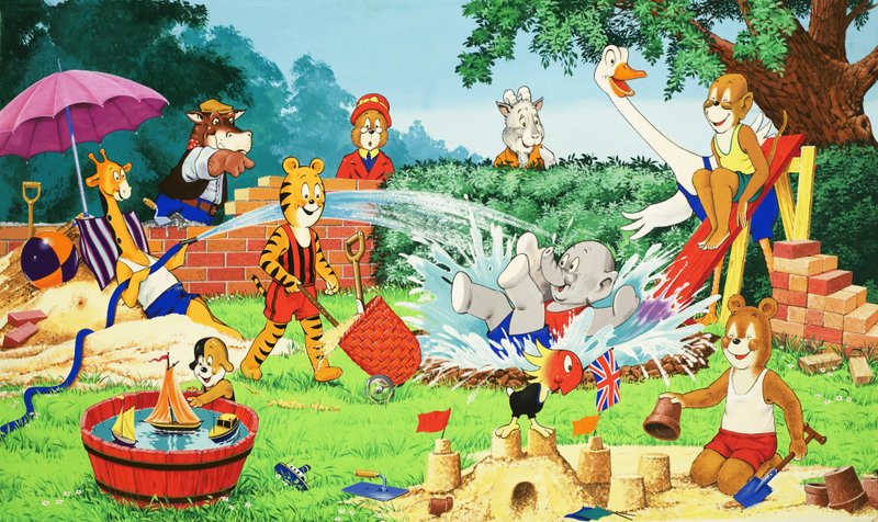 Zvířátka ve školce hrající si na zahradě od English School