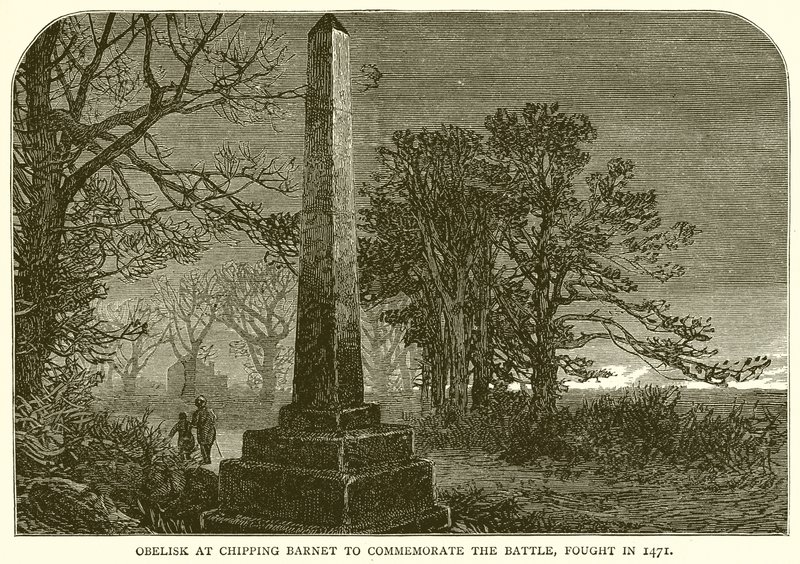 Obelisk u Chipping Barnet na památku bitvy, vybojované v roce 1471 od English School