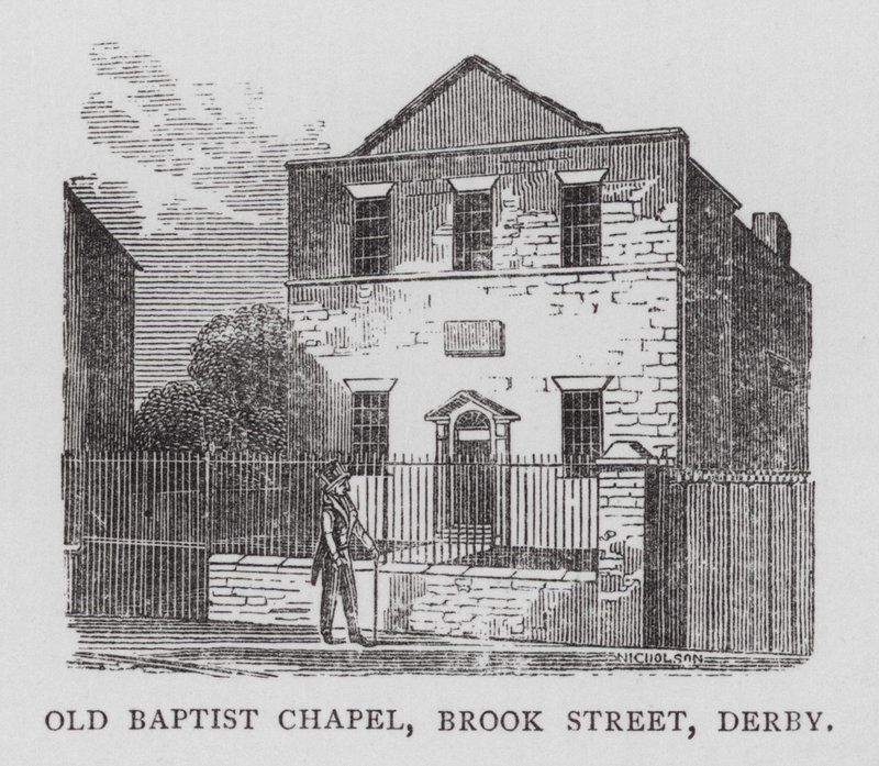 Old Baptist Chapel, Brook Street, Derby (rytina) od English School