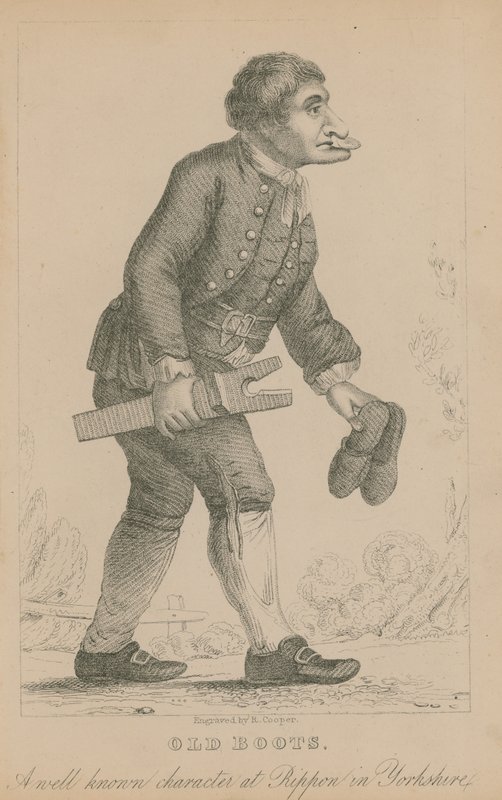 Old Boots, dobře známá postava v Rippon v Yorkshire od English School
