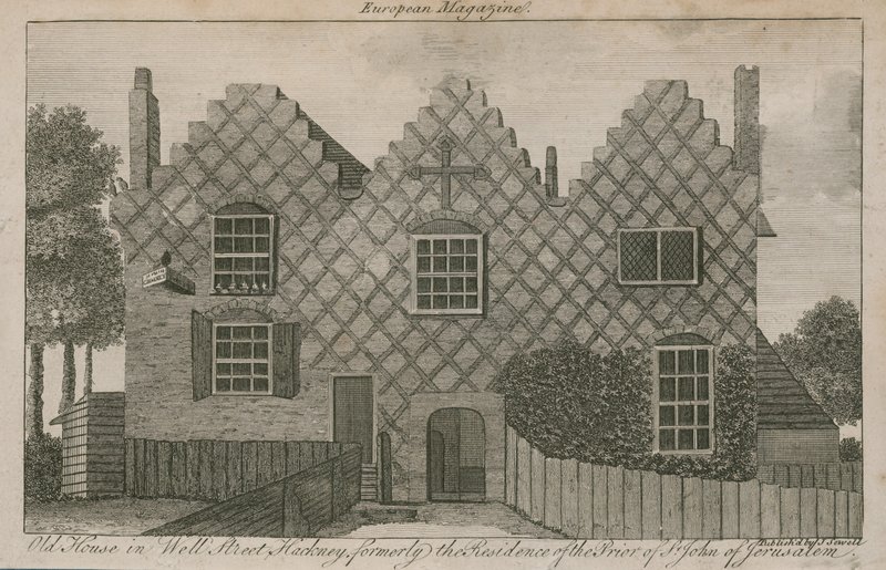 Starý dům ve Well Street, Hackney, dříve sídlo převora svatého Jana Jeruzalémského od English School